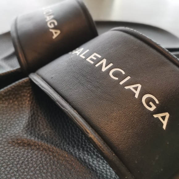 Authentic Balenciaga Leather Slide USED Size EU44 main image 6